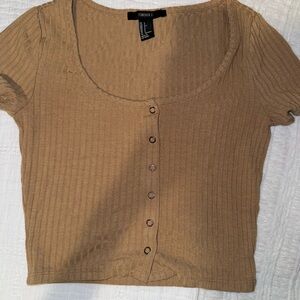 Forever 21 Camel Ribbed Crop Top
